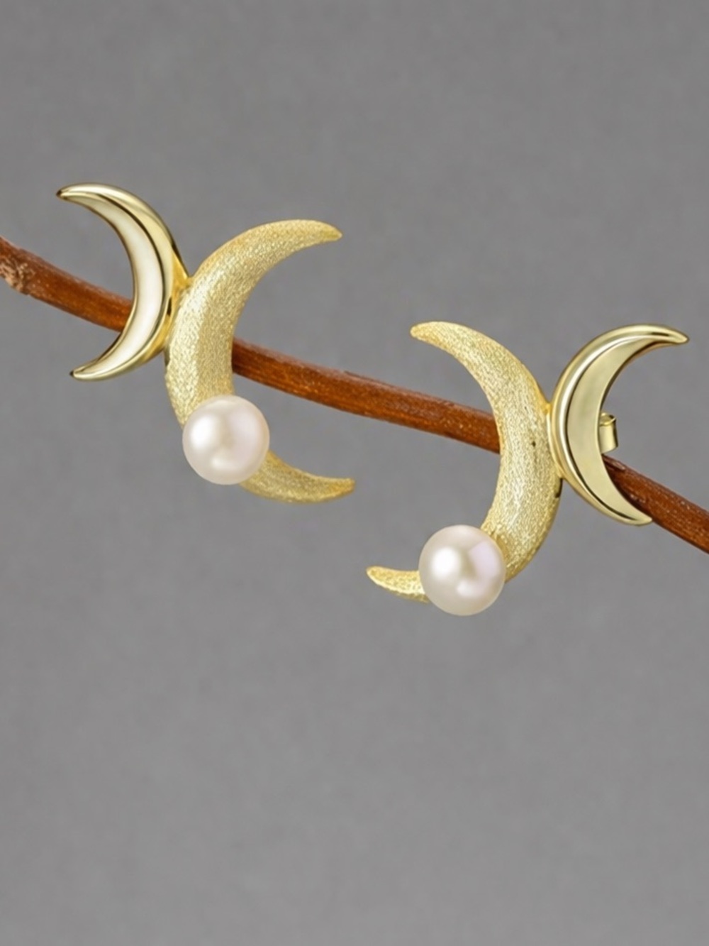 Artisan Handmade Gold 925 Silver Crescent Moon The Zayda Earrings